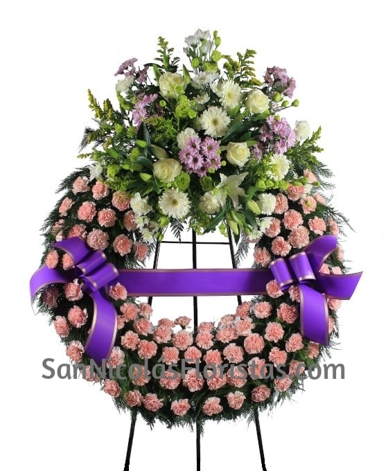 Corona Funeraria Rosada