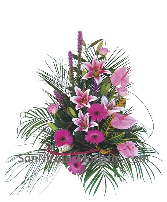 Centro de flores rosa